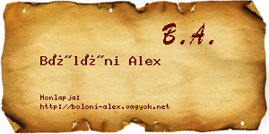 Bölöni Alex névjegykártya